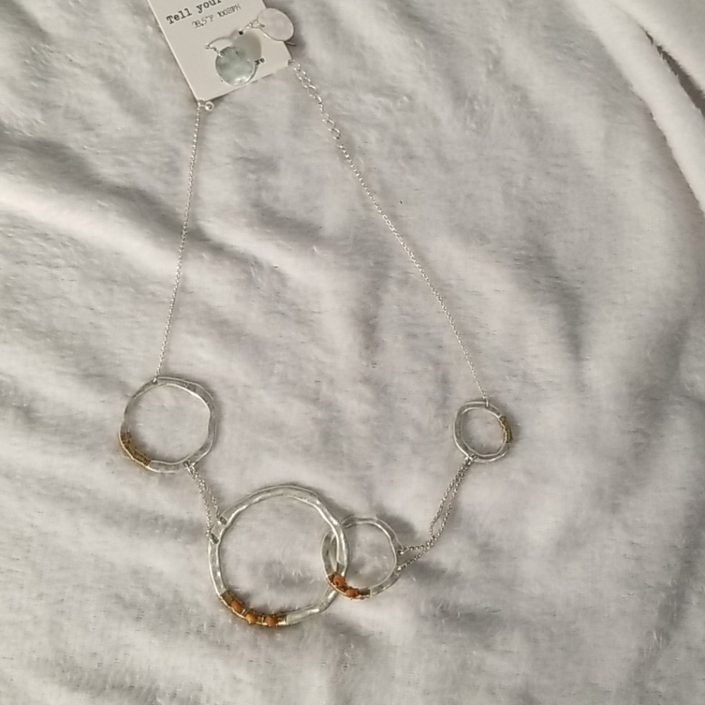 Hammered silver necklace and earring set